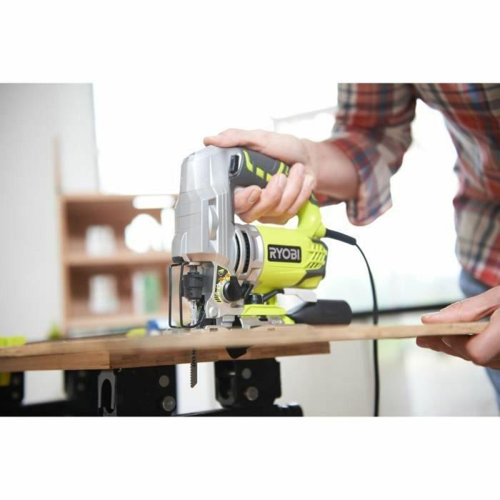 Ryobi Sierra de calar compacta 600W, 85mm madera, LED, cambio hoja sin herr., péndulo 4 pos., soplador, estuche + 5 hojas 1