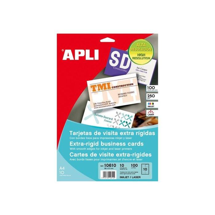 Tarjetas De Visita Apli Para Impresora Bordes Lisos C.Rectos 250G Mate 89X51Mm Blister 10H 100 Uds.(10610)