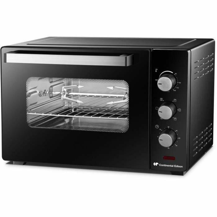 Continental Edison MF38N Minihorno 38L, 1600W, Negro, con 2 niveles de potencia, temporizador y controles mecánicos 3
