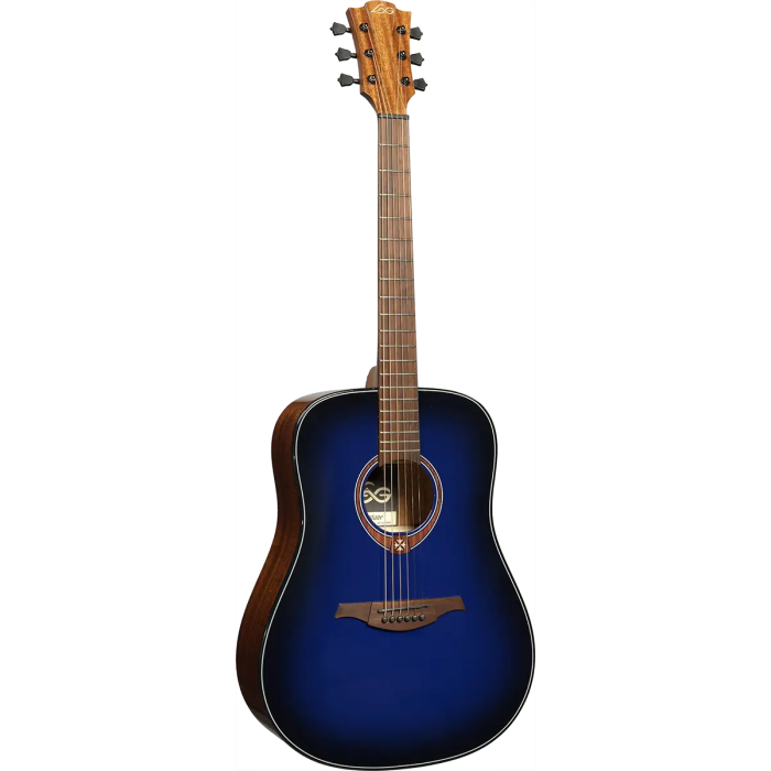 LAG Guitarra Acústica Dreadnought Edición Limitada Blue Burst Azul Tapa Cedro Rojo Macizo Mástil Caoba 1