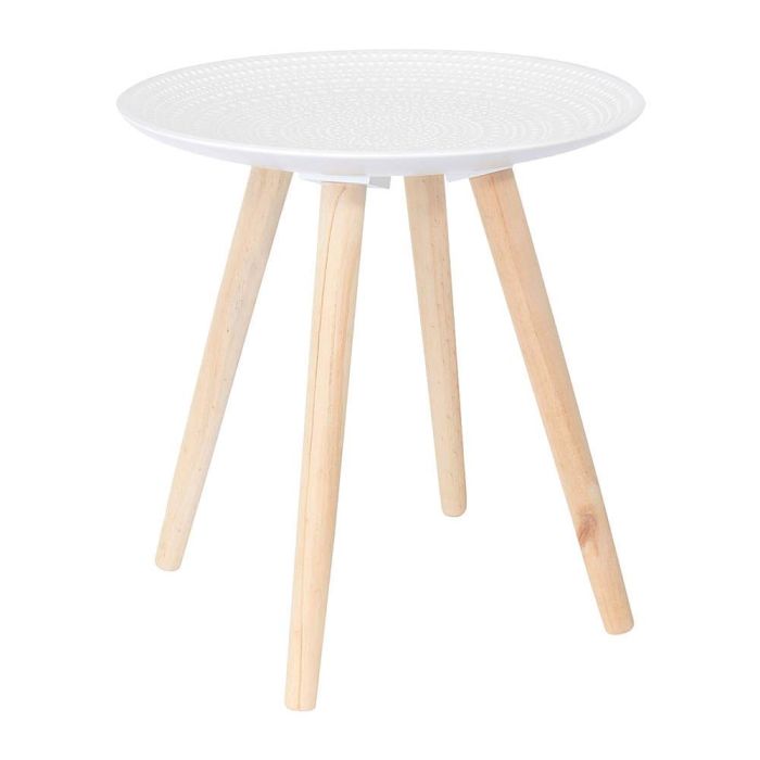 Home Deco Factory Juego de 2 Mesas Nido Mirage con Relieve Blancas MDF Pino 49.5 cm 5