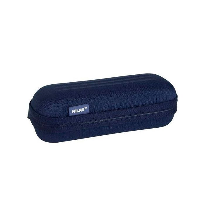 Milan Estuche Portatodo Ovalado Semirrígido Serie 1918, Azul Marino, Protección con Interior Aterciopelado, 20x9x6.7 cm