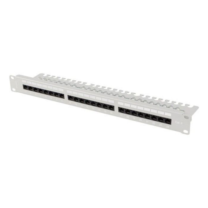Lanberg Patch Panel 24 Puertos UTP RJ-45 Cat.6 Rack 19" 1U IDC/LSA para Servidores con Gestión Cables Gris
