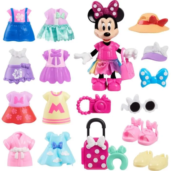 Disney DIS0886144880339 Caja de Moda Minnie Mouse para Muñecas, Muñeca 15 cm, 25 Piezas de Moda y Complementos 2