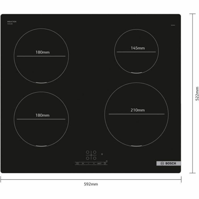 Placa de inducción BOSCH SER4 4 fuegos 4600 W 59,2 x 52,2 cm PUE611BB5H Negro 2