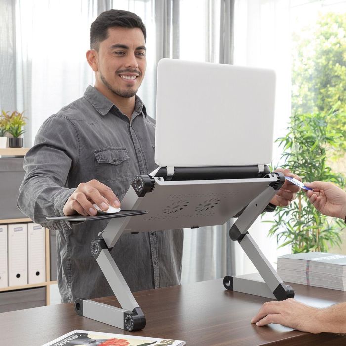 Mesa Ajustable Multiposición para Ordenador Portátil Omnible InnovaGoods 12 Mesa Ajustable Multiposición para Ordenador Portátil Omnible InnovaGoods 12