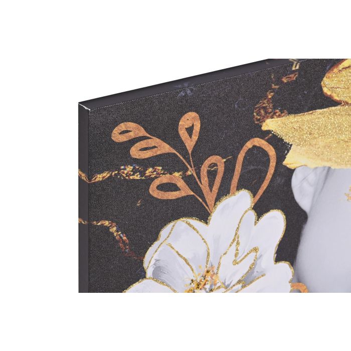 DKD Home Decor Cuadro Lienzo MDF Dorado Negro Blanco Rojo Chica Abstracto 2 x 40 x 80 cm (2 Unidades) 1