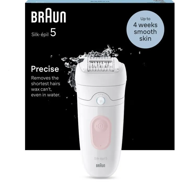 Braun Silk-épil 5-000 Depiladora Eléctrica Inalámbrica BRA1735802436122, Resistente al Agua, 2 Velocidades, Rosa / Blanco 1