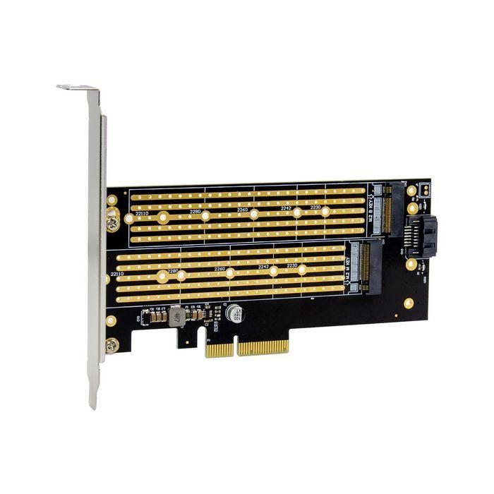 MicroConnect Adaptador SSD NVMe M.2 PCIe x4 para Placa Base - Conexión M.2 B&M Key y SATA - Velocidad hasta 32GT/s y 6Gbps 1