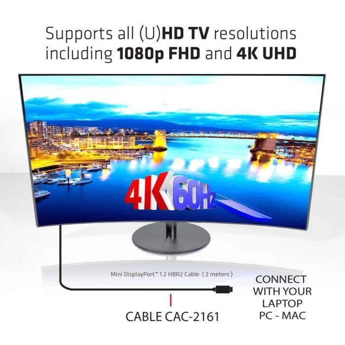 Club3D 1.2 HBR2 21.6Gb/s Cable Mini DisplayPort a Mini DisplayPort 2m 4K60Hz Macho/Macho, Negro 4 Club3D 1.2 HBR2 21.6Gb/s Cable Mini DisplayPort a Mini DisplayPort 2m 4K60Hz Macho/Macho, Negro 4