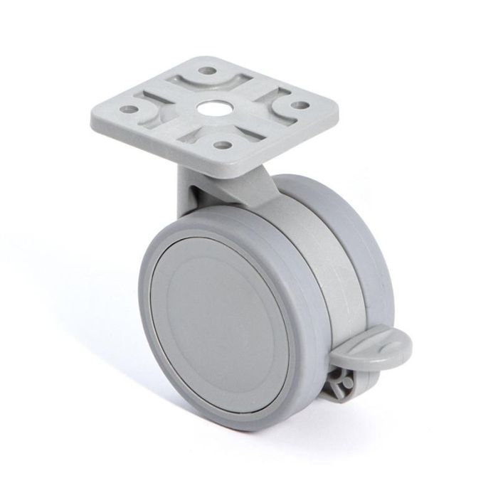 STAMPMATIC Rueda Giratoria Vega, Aro de Goma Ø60, Con Placa, Acabado Gris, Con Freno