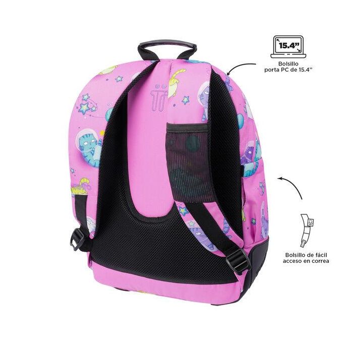 Totto Mochila Escolar Gatos Astronautas MA04ECO029-2310N-9I9 Rosa 4