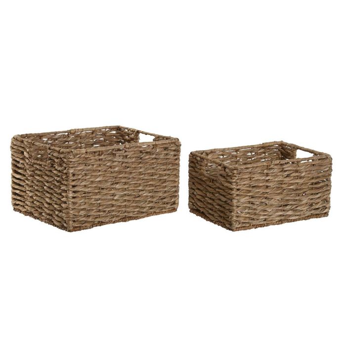 DKD Home Decor Cesta de Almacenamiento Decorativa Natural - Fibra y Metal, Set de 2 (36x28x21 cm) DKD Home Decor Cesta de Almacenamiento Decorativa Natural - Fibra y Metal, Set de 2 (36x28x21 cm)