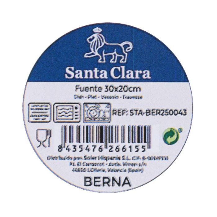 Fuente rectangular Santa Clara 30x20 cm Berna Elite brillo (6 Unidades) 4 Fuente rectangular Santa Clara 30x20 cm Berna Elite brillo (6 Unidades) 4