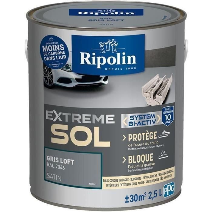 Pintura para suelos Ripolin alta resistencia gris satinado 2,5L