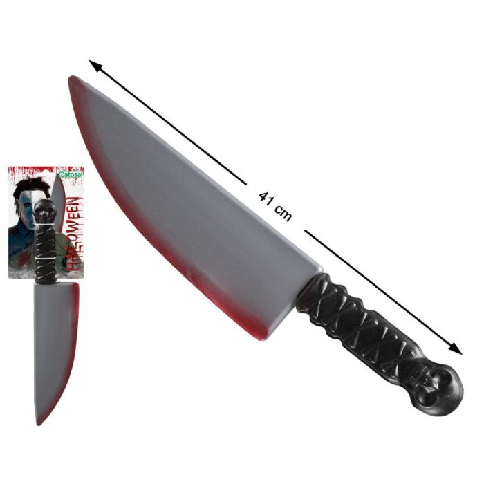 Cuchillo Machete Sangriento Realista de 41 cm para Disfraz de Halloween, Asesino, Psicópata o Zombie. Accesorio de Terror. Cuchillo Machete Sangriento Realista de 41 cm para Disfraz de Halloween, Asesino, Psicópata o Zombie. Accesorio de Terror.
