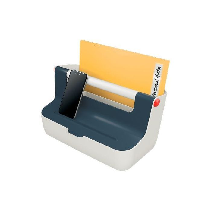 Leitz Caja De Almacenamiento Portátil Cosy C-Asa ABS Gris, Organizador con Compartimentos para A4 y Dispositivos Móviles