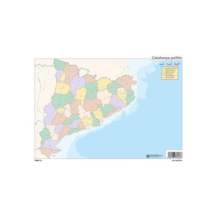 Mapa Mudo Erik Color Politico Catalunya (Set de 50)