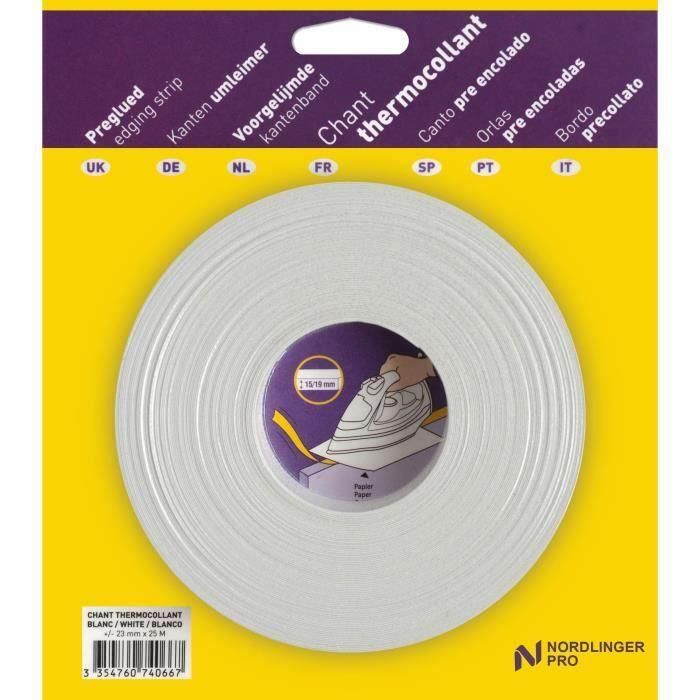 Borde de canto - NORDLINGER PRO - 23 mm x 25 m - Preencolado - FSC MIXED - Blanco satinado 1