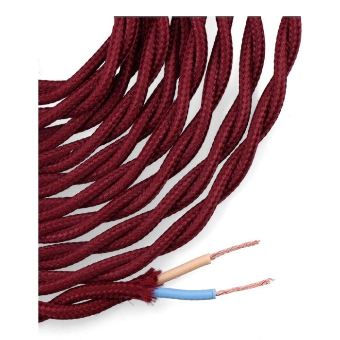 Edm Cable Textil Trenzado H03VV-F 2 x 0,75 mm² Burdeos 5 m