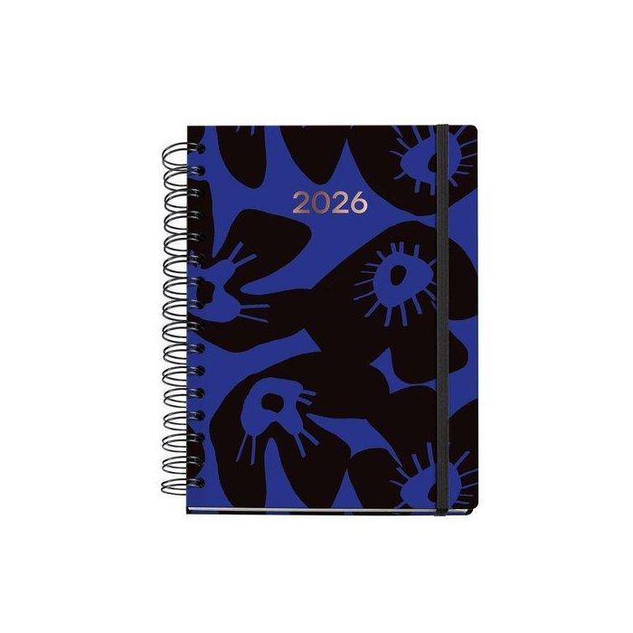 Agenda Anual (2026) Miquelrius Trends Marf Organic Pattern Wire-O Tapa Extra Con Goma Plus 155X213 S/V Apais. Midnight Bloom