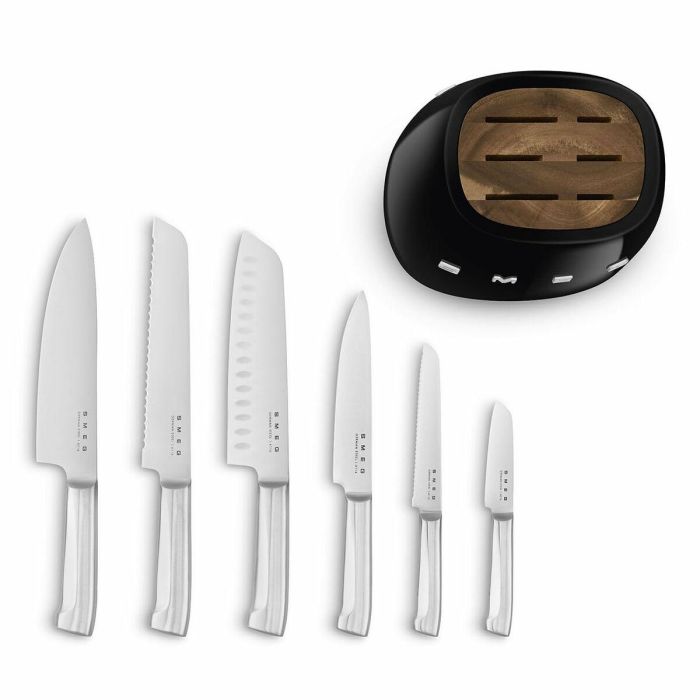 Juego de Cuchillos de Cocina y Soporte Smeg KBSF02BL Negro Acero Inoxidable 2 Juego de Cuchillos de Cocina y Soporte Smeg KBSF02BL Negro Acero Inoxidable 2
