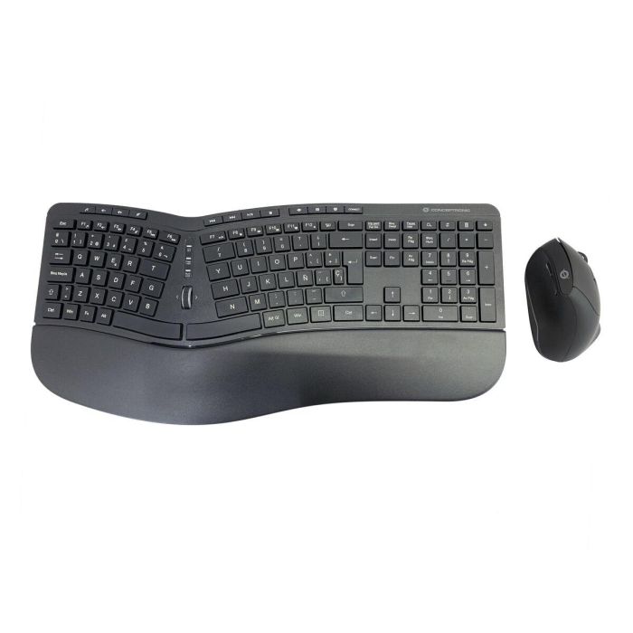 Conceptronic ORAZIO02ES Kit Teclado y Ratón Inalámbrico Ergonómico Español Negro