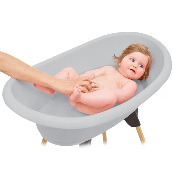 Thermobaby Pack Baño Vasco 5 En 1 Charm Gris con Tina, Pie, Desagüe, Tumbona y Termómetro 3
