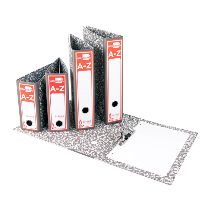 Liderpapel Archivador de palanca Classic Folio Rojo Cartón Entrecolado Lomo 80mm Gris Compresor Metálico 1