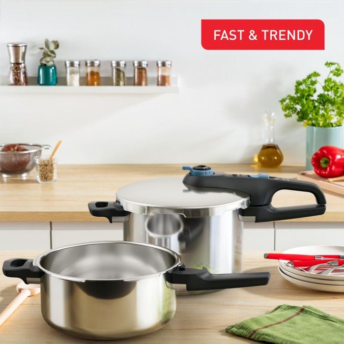 Olla Express Tefal TRENDY+ 4+6L Acero Inoxidable 6 L 6 Olla Express Tefal TRENDY+ 4+6L Acero Inoxidable 6 L 6