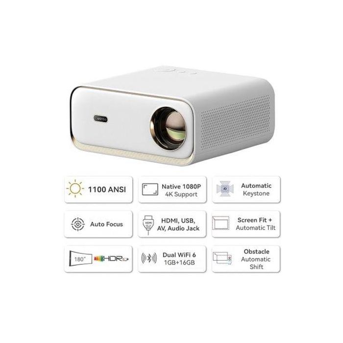 Proyector Portátil Wanbo X5/ 1100 Lúmenes/ Full HD/ HDMI/ Bluetooth/ WiFi/ Blanco 1