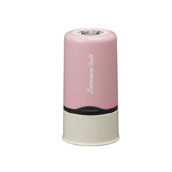 X'stamper QN32 Sello Quix Stamper personalizable, tinta rosa 13mm para ropa, plástico, papel, madera. Ideal para colegio.