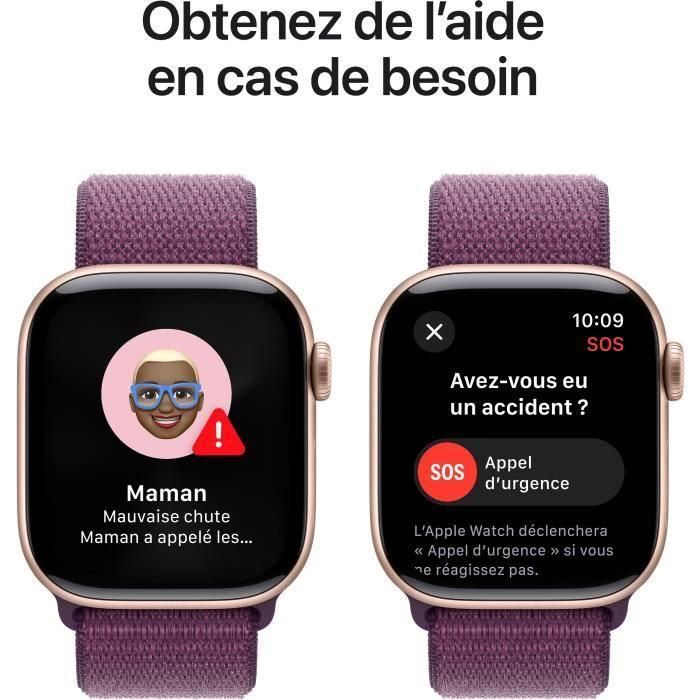 Apple Watch Series 10 GPS - 42 mm - Caja de aluminio en oro rosa - Correa deportiva color ciruela 5