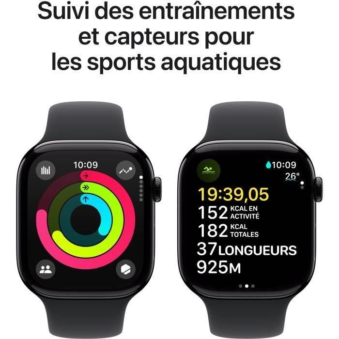 Apple Watch Series 10 GPS - 46 mm - Caja de aluminio en negro azabache - Correa deportiva negra - S/M 3