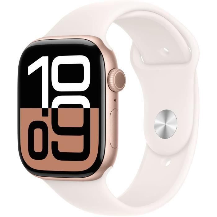 Apple Watch Series 10 GPS - 46 mm - Caja de aluminio en oro rosa - Correa deportiva color rubor claro - M/L