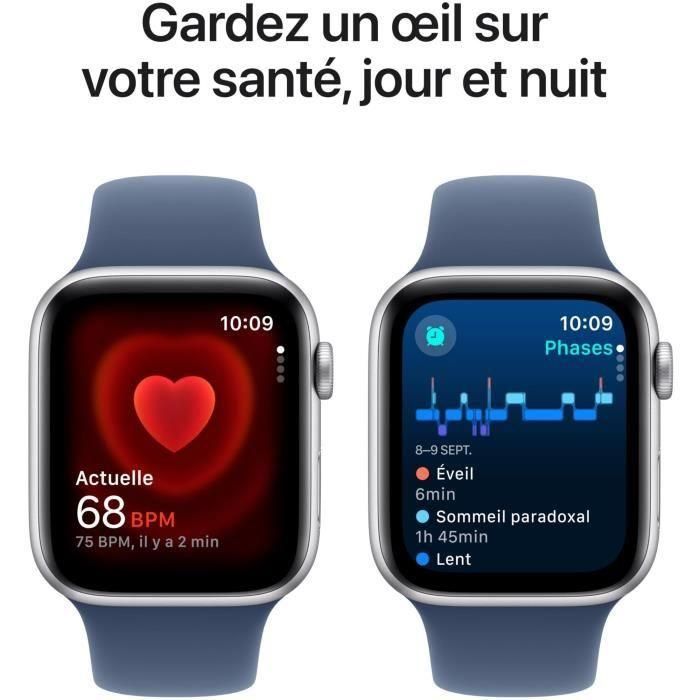 Apple Watch SE GPS - 44 mm - Caja de aluminio plateada - Correa deportiva vaquera - M/L 4