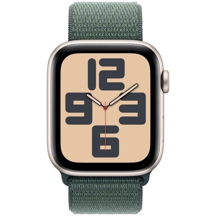 Apple Watch SE GPS - 44 mm - Caja de aluminio Starlight - Correa deportiva verde lago 1