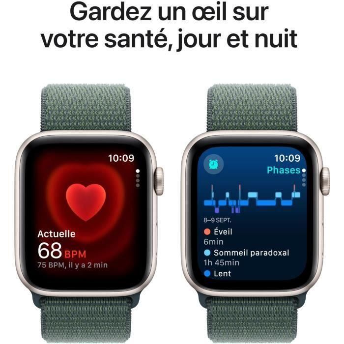 Apple Watch SE GPS - 44 mm - Caja de aluminio Starlight - Correa deportiva verde lago 4