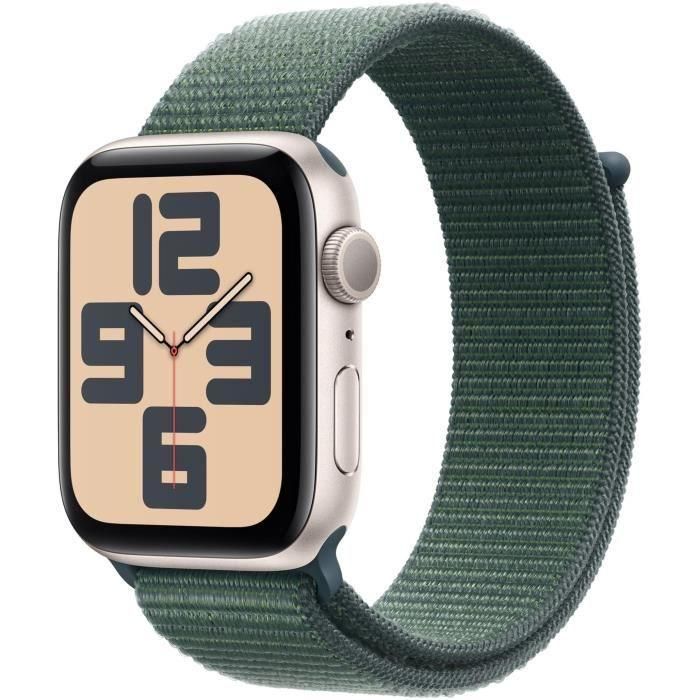 Apple Watch SE GPS - 44 mm - Caja de aluminio Starlight - Correa deportiva verde lago