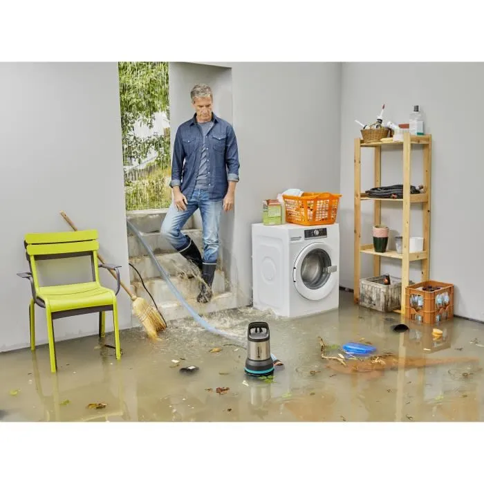 Gardena Bomba de aguas residuales 25000, 1100W, 25000 l/h, para partículas de hasta 38 mm, Aquasensor 4