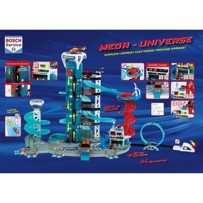 Juguete de garaje - KLEIN - Garage Bosch Car Service Mega Universe - Incluye varios elementos de juego y 5 vehículos. 1