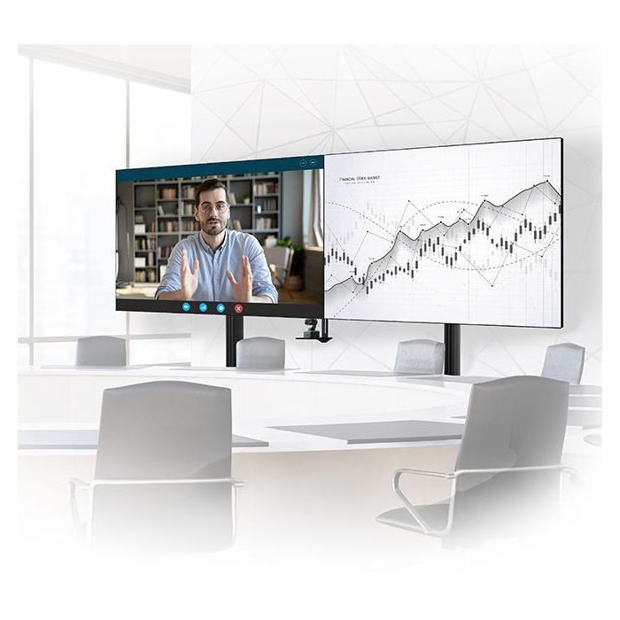 B-Tech BT8528 Soporte de Suelo Premium para Doble Pantalla XXL, Videoconferencia, VESA 1000x800, con Gestión de Cables y Ajustable 6