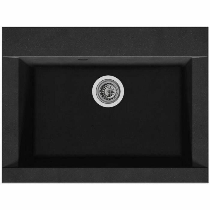 Stradour Hexo Fregadero de cocina empotrado de Resina, 1 recipiente sin escurridor, Reversible, 66x50 cm, Negro Stradour Hexo Fregadero de cocina empotrado de Resina, 1 recipiente sin escurridor, Reversible, 66x50 cm, Negro