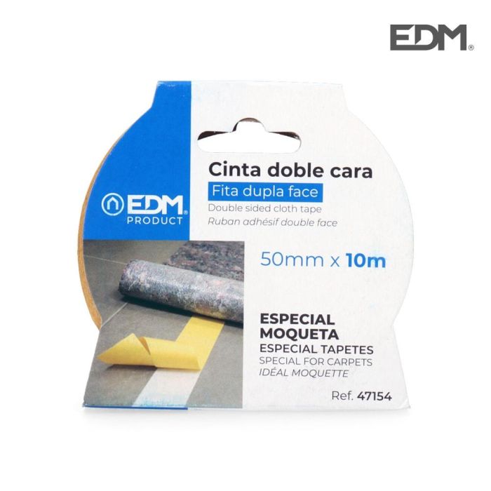 Edm Cinta adhesiva doble cara 10m x 50mm para moquetas 1 Edm Cinta adhesiva doble cara 10m x 50mm para moquetas 1