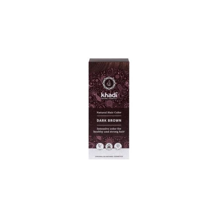 KHADI Tinte Herbal Color Castaño Oscuro 100g, Ayurvédico con Henna e Índigo, Sin Amoníaco, 100% Vegetal