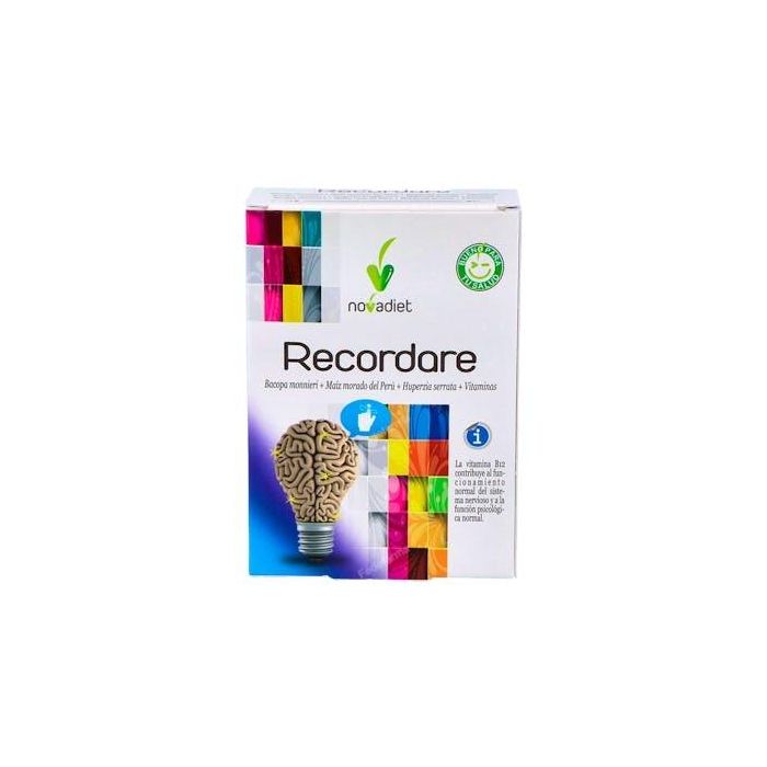 NOVADIET Recordare 30 cápsulas vegetales - Apoyo a la memoria con Bacopa, Huperzia y Vitamina B12 para función cognitiva normal