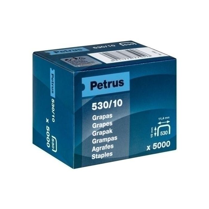 Grapas Petrus Clavadora 530/10 Mm. Cobreadas Caja De 5000