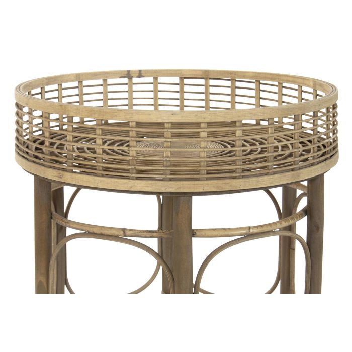 DKD Home Decor Mesita Auxiliar Balines Set de 2 Ratan Natural 61 x 64 x 61 cm 2