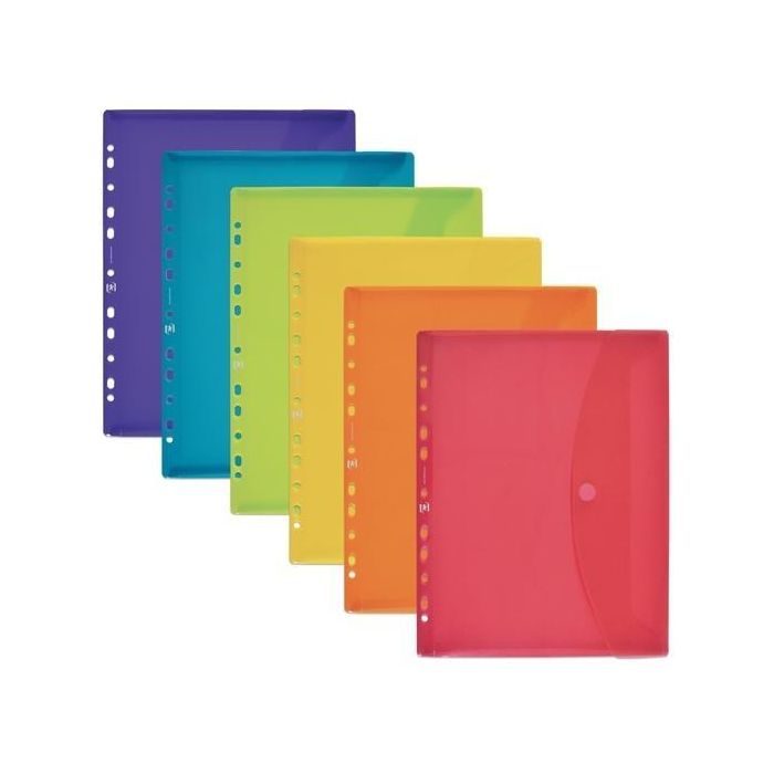 Oxford Sobre Multitaladro Con Velcro A5+ Polipropileno Extra Cristal – Compatibles Europeanbinder – Surtidos (24 Unidades) (24 Unidades)