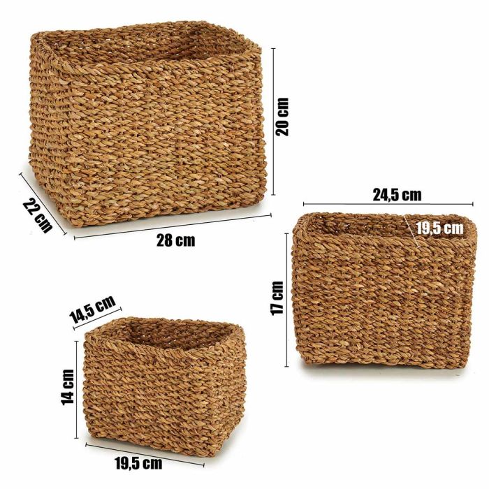 Set 3 Cestos Esparto Rect Alto Giftdecor 29X20CM (4 Unidades) 2 Set 3 Cestos Esparto Rect Alto Giftdecor 29X20CM (4 Unidades) 2